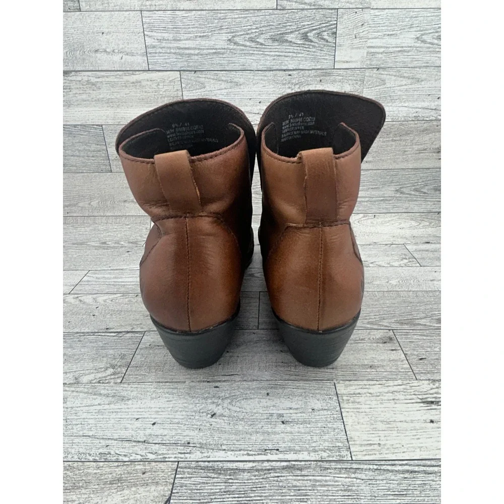 Born Brown Leather Ankle Boots Womens 9.5 M/W‎ Casual Western Heel Comfort Shoes